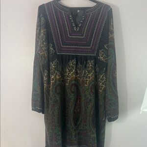 Sand Studio Embroidered Boho Tunic Dress – XL
